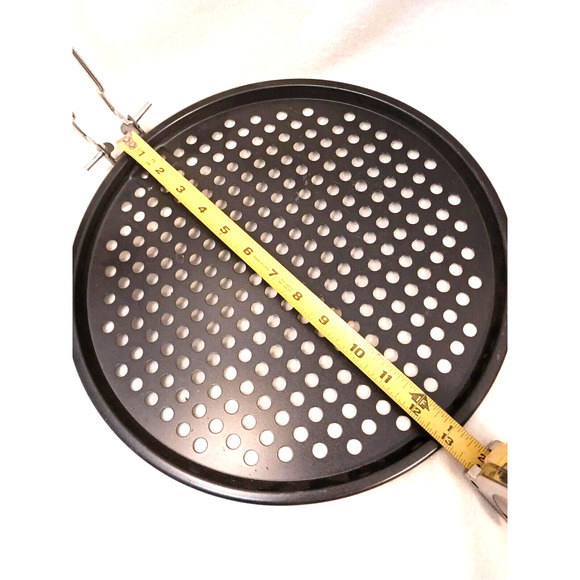 PIZZA OVEN Grill Pizza Pan 12" w Folding Wood Handle, Non-Stick, Air Vents NEW!! - Picture 8 of 9